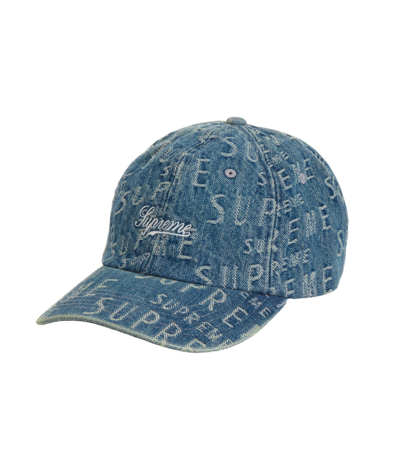 Supreme Monogram Denim 6-Panel Hat Blue Denim Rare Limited Jacquard  Embroidery