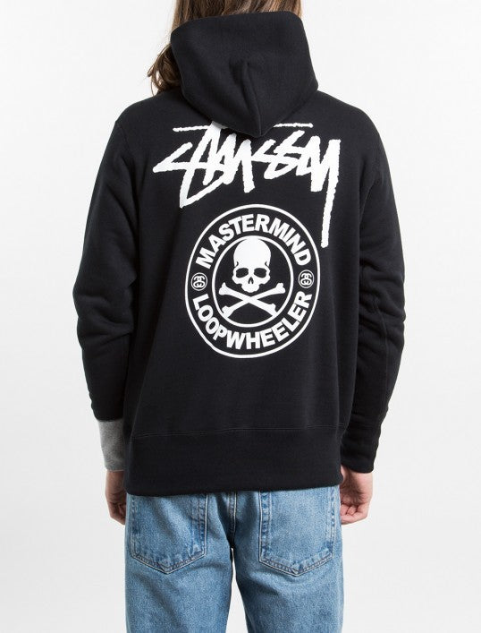 Stussy Mastermind Loopwheeler Circle Skull Hooded Black/White