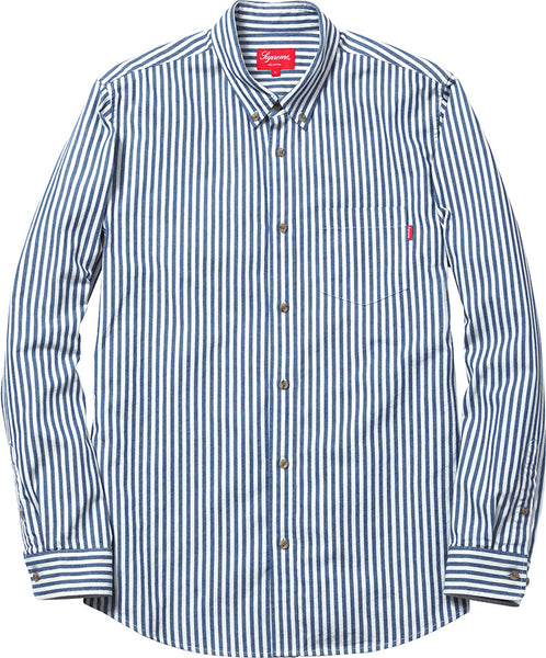 Supreme Striped Denim Shirt Blue – CURATEDSUPPLY.COM